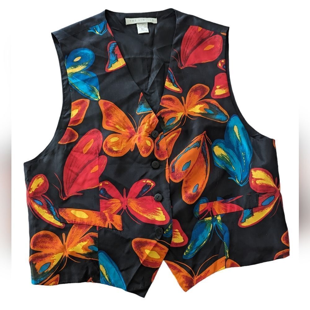 90s vintage The Limited silk butterfly print vest Rare